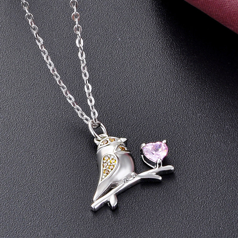 925 argent sterling rose coeur zircon moineau oiseau pendentif colliers ras du cou ensemble de 10