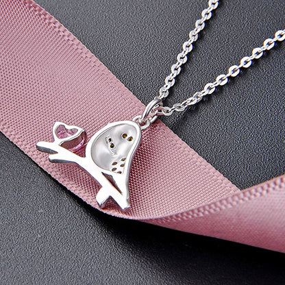 925 sterling silver pink heart zircon sparrow bird pendant choker necklaces set of 5