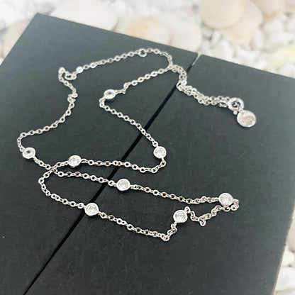 Wholesale 925 sterling silver 4mm cz stone charm chain necklace Set of 5