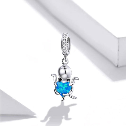 925 sterling silver ocean sea blue opal octopus charm pendant set of 5