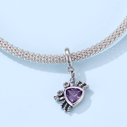 925 argent sterling océan mer crabe perle violet pendentif à breloque ensemble de 10