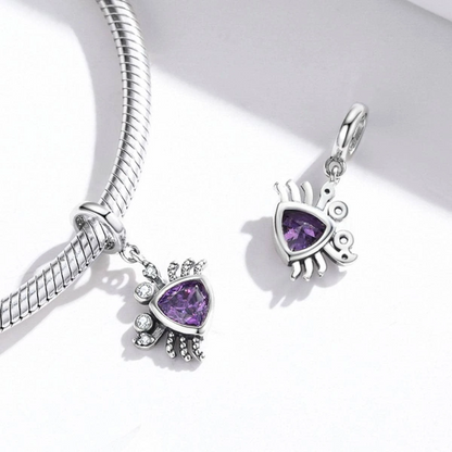 925 argent sterling océan mer crabe perle violet pendentif à breloque ensemble de 10