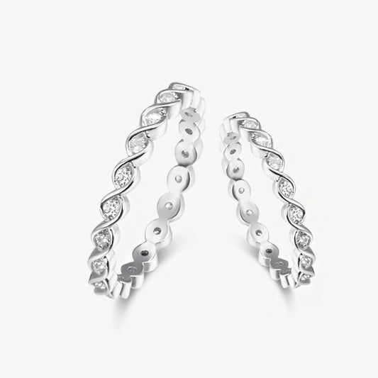 925 sterling silver cubic zirconia petite twist band stackable ring Set of 10