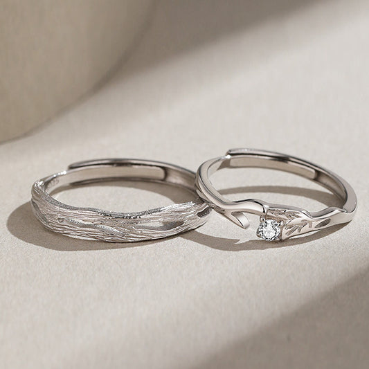 925 sterling silver branch design adjustable couple ring set (10 sets)
