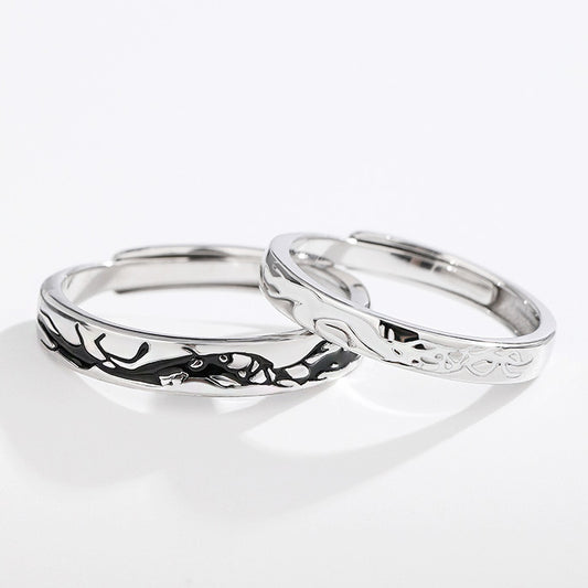 925 sterling silver matching love adjustable couple ring set (10 sets)