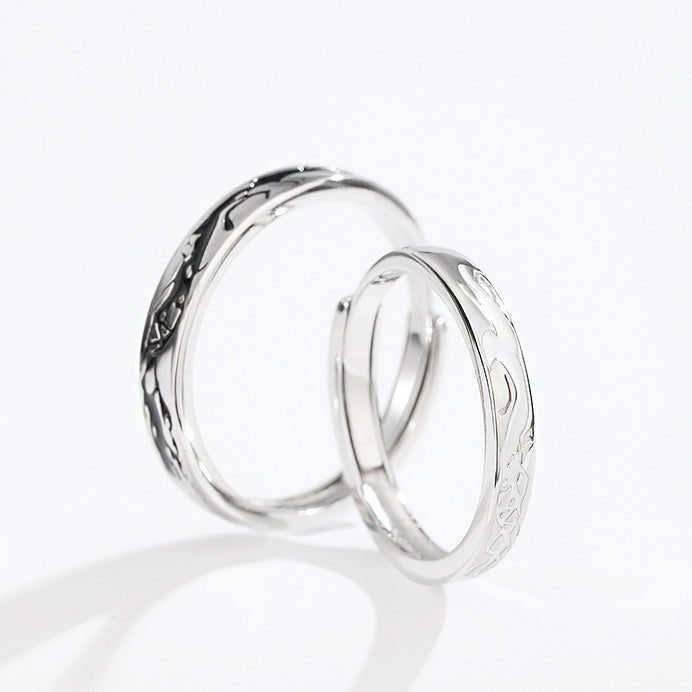 925 sterling silver matching love adjustable couple ring set (5 sets)