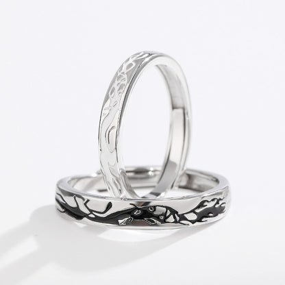 925 sterling silver matching love adjustable couple ring set (5 sets)