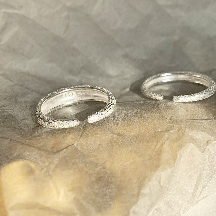 925 sterling silver two sizes frosted open rings Set of 5