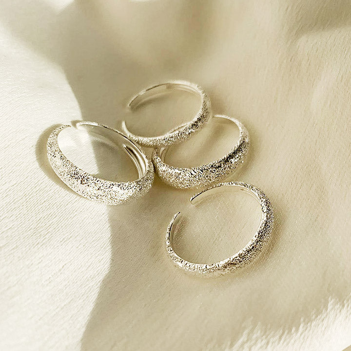 925 sterling silver two sizes frosted open rings Set of 5