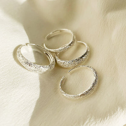 925 sterling silver two sizes frosted open rings Set of 5