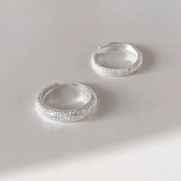 925 sterling silver two sizes frosted open rings Set of 5