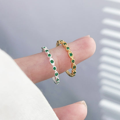 Wholesale 925 sterling silver green zircon stone open stacking rings Set of 5