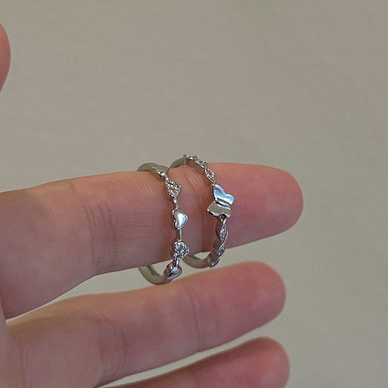 adjustable silver promise rings with dainty CZ stones for best friend matching jewelry