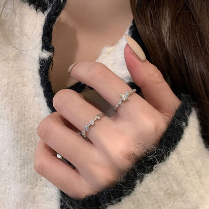 925 sterling silver butterfly and heart CZ rings for personalized friendship gifts