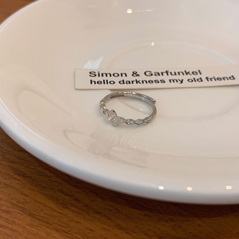 cute friendship rings with heart and butterfly design in silver and cubic zirconia