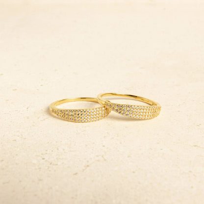 925 sterling silver gold plated pavé CZ signet ring for women