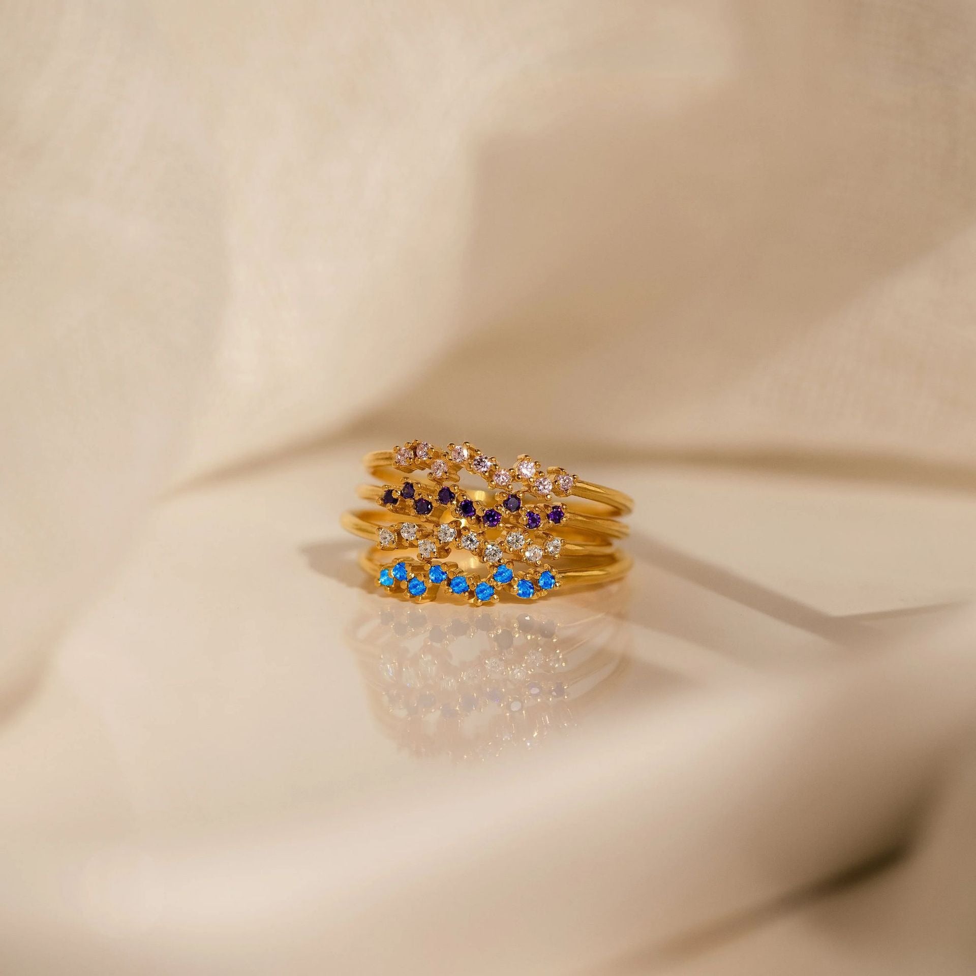 delicate personalized gemstone ring for mom or best friend birthday gift