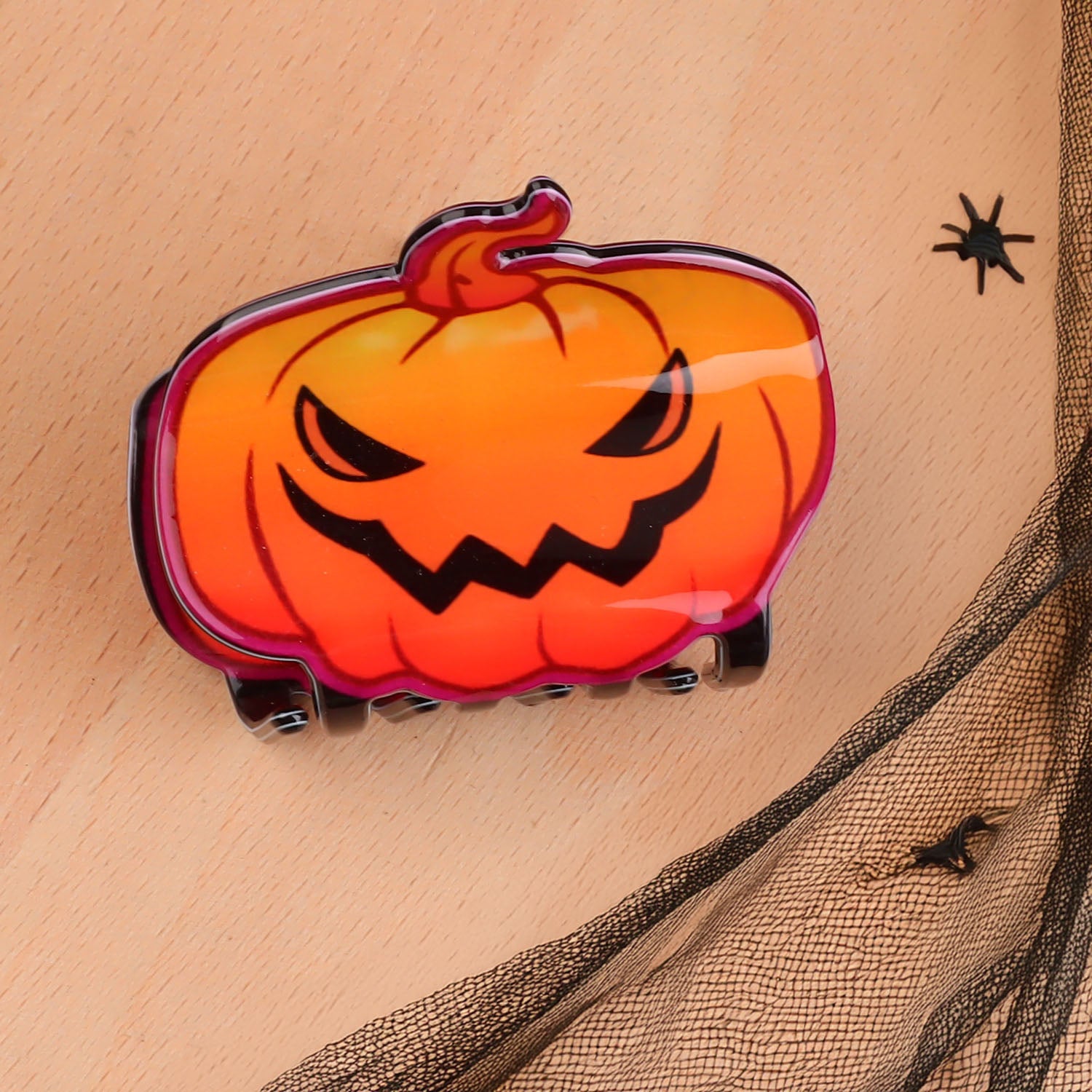 small hair clips pumpkin logo for women