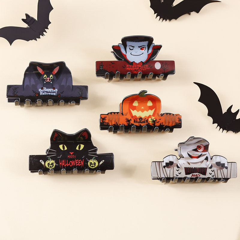 halloween hair clips vampire zombie black cat pumpkin bat