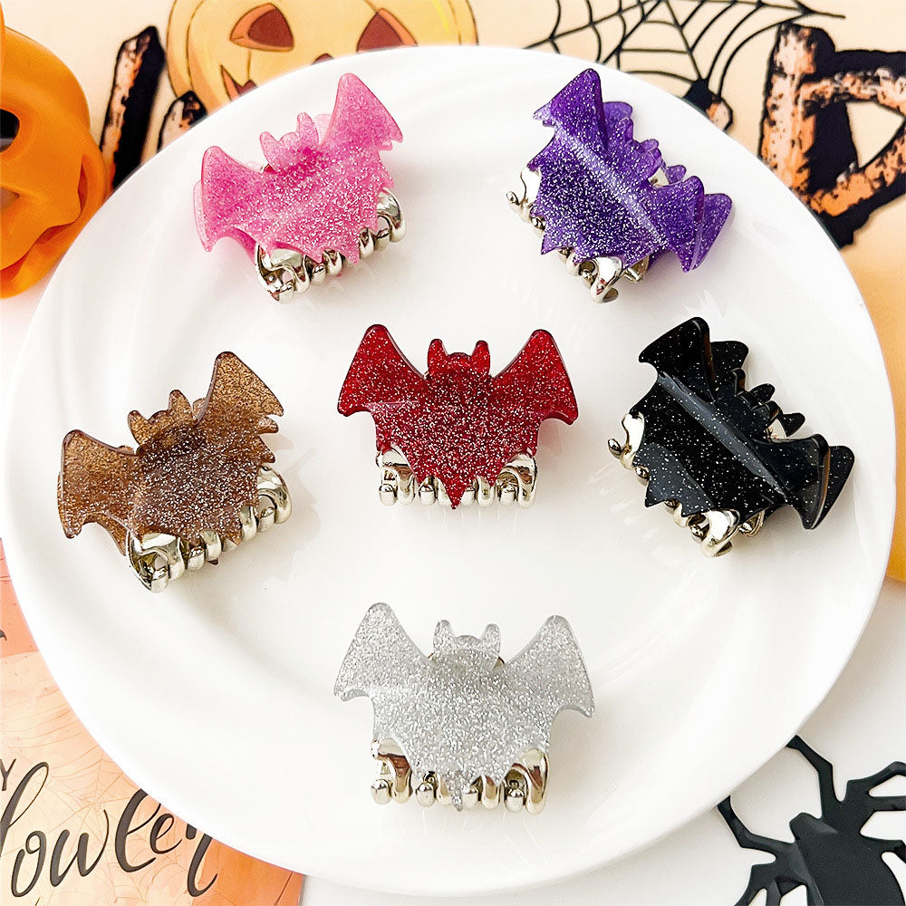 glitter small hair clips bat