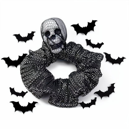 Halloween Scrunchies: Vintage Punk Skull Scrunchie - Skeleton Head Hair Tie for Parties and Costumes! (5 pcs)