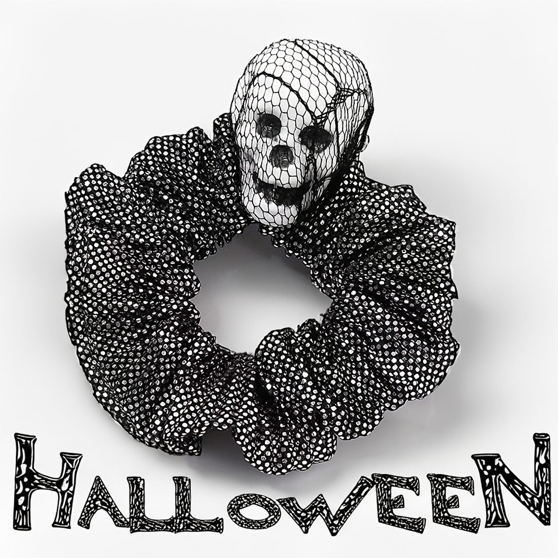 Halloween Scrunchies: Vintage Punk Skull Scrunchie - Skeleton Head Hair Tie for Parties and Costumes! (5 pcs)