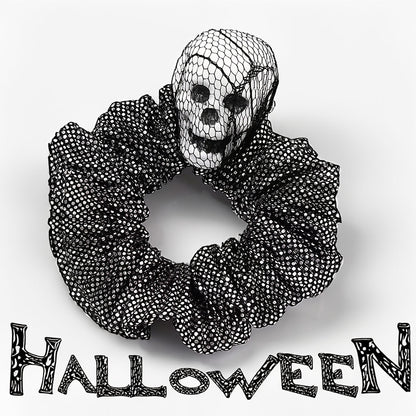 Halloween Scrunchies: Vintage Punk Skull Scrunchie - Skeleton Head Hair Tie for Parties and Costumes! (5 pcs)