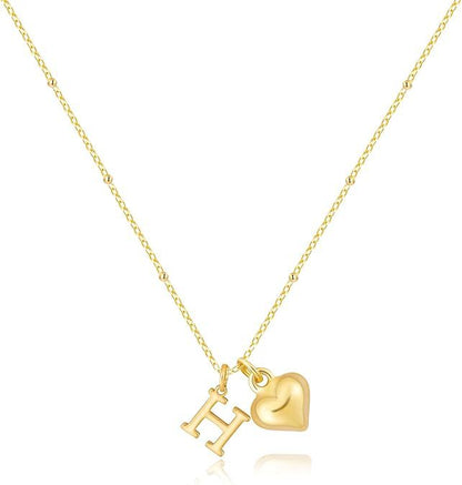 14K Gold Plated Heart Alphabet Letter Necklace Set of 5