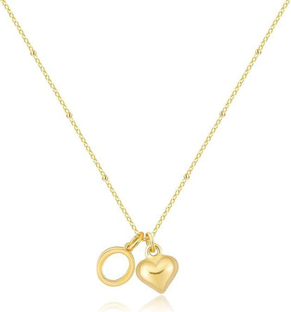 14K Gold Plated Heart Alphabet Letter Necklace Set of 5