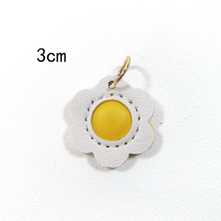 Creative PU Leather Keychain – Smiley Face, Strawberry, Orange, Flower Charms (5 pcs)