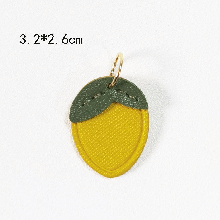 Creative PU Leather Keychain – Smiley Face, Strawberry, Orange, Flower Charms (5 pcs)