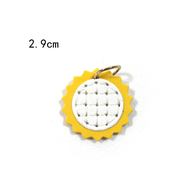 Creative PU Leather Keychain – Smiley Face, Strawberry, Orange, Flower Charms (5 pcs)
