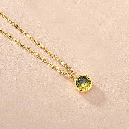 925 Sterling Silver Single Zircon Zodiac Birthstone Pendant Necklace Set of 5