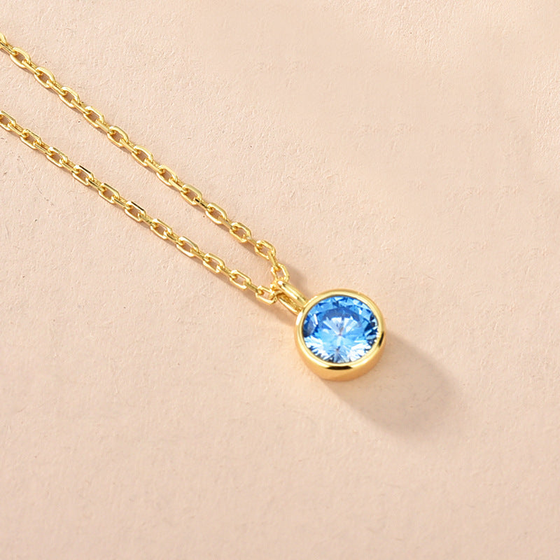 925 Sterling Silver Single Zircon Zodiac Birthstone Pendant Necklace Set of 5