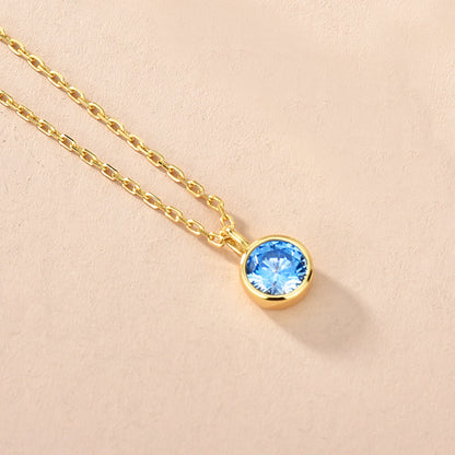 925 Sterling Silver Single Zircon Zodiac Birthstone Pendant Necklace Set of 5
