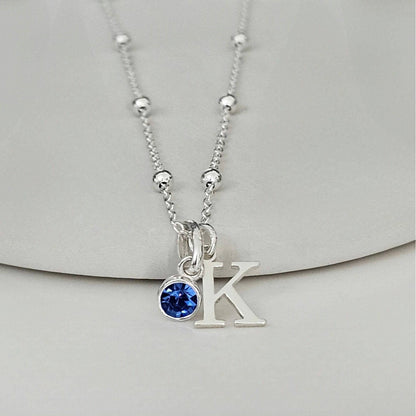 26 Alphabet Letter Necklace with Elegant Birthstone Accent Set of 5