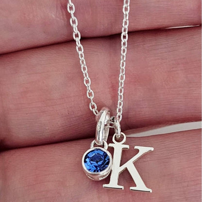 26 Alphabet Letter Necklace with Elegant Birthstone Accent Set of 5