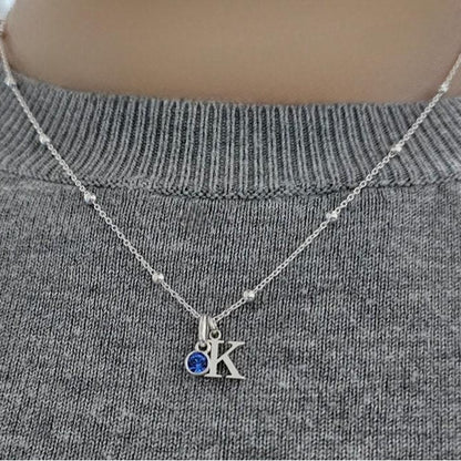 26 Alphabet Letter Necklace with Elegant Birthstone Accent Set of 5