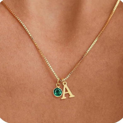 14K Gold-Plated Alphabet Birthstone Necklace — Minimalist and Versatile Collarbone Chain Set of 5