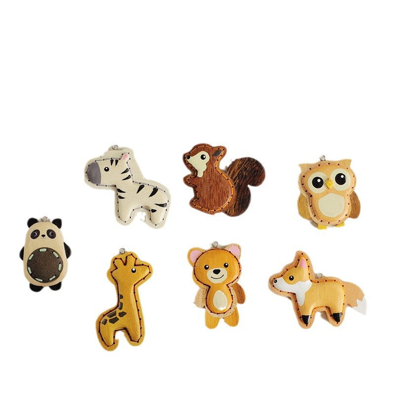 Hand-Carved Wooden Animal Keychain & Phone Charm (5 pcs)