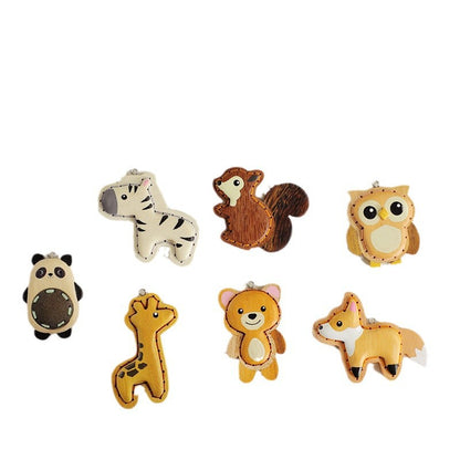 Hand-Carved Wooden Animal Keychain & Phone Charm (5 pcs)