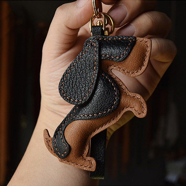 Basset Hound Genuine Leather Car Keychain (5 pcs)