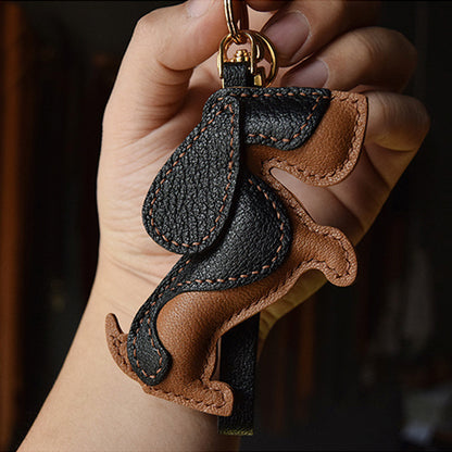 Basset Hound Genuine Leather Car Keychain (5 pcs)