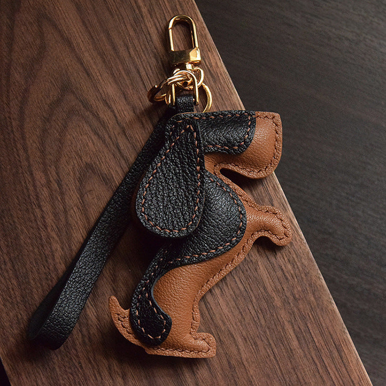 Basset Hound Genuine Leather Car Keychain (5 pcs)