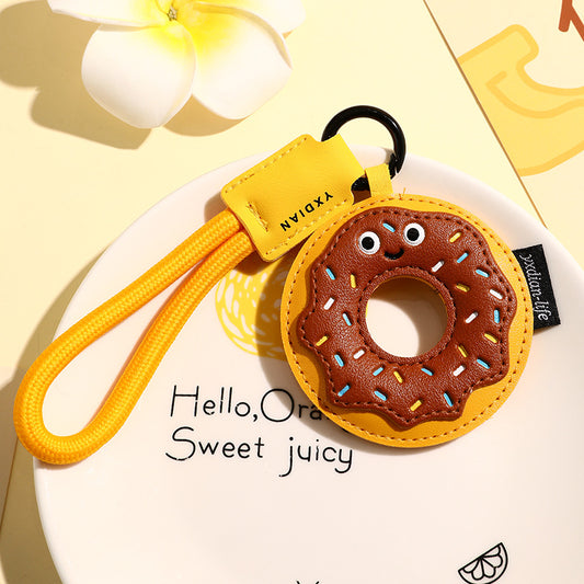 Creative Food-Themed PU Leather Keychain — Pizza, Burger & Donut Car Pendant  (5 pcs)