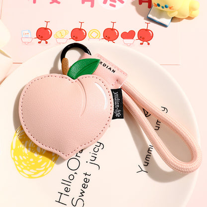 Creative PU Leather Fruit Keychain — Peach, Lemon & Cherry Bag Charm (5 pcs)