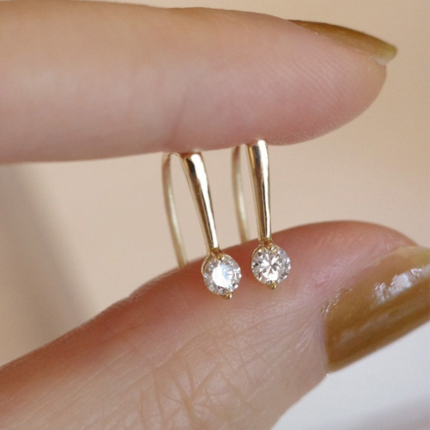925 Sterling Silver 14K Gold Plated Hook Earrings with Crystal Detail (5 Pairs)
