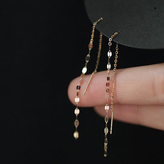 925 Sterling Silver 14K Gold Plated Long Tassel Earrings (5 Pairs)