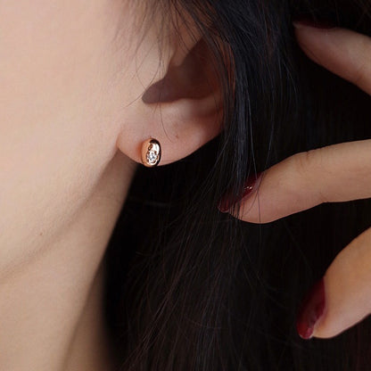 925 Sterling Silver Gold Plated Cubic Zirconia Small Gold Bean Shaped Stud Earrings (5 Pairs)