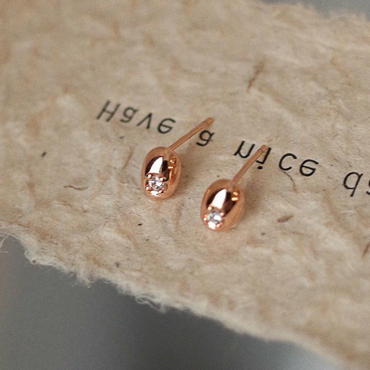 925 Sterling Silver Gold Plated Cubic Zirconia Small Gold Bean Shaped Stud Earrings (5 Pairs)